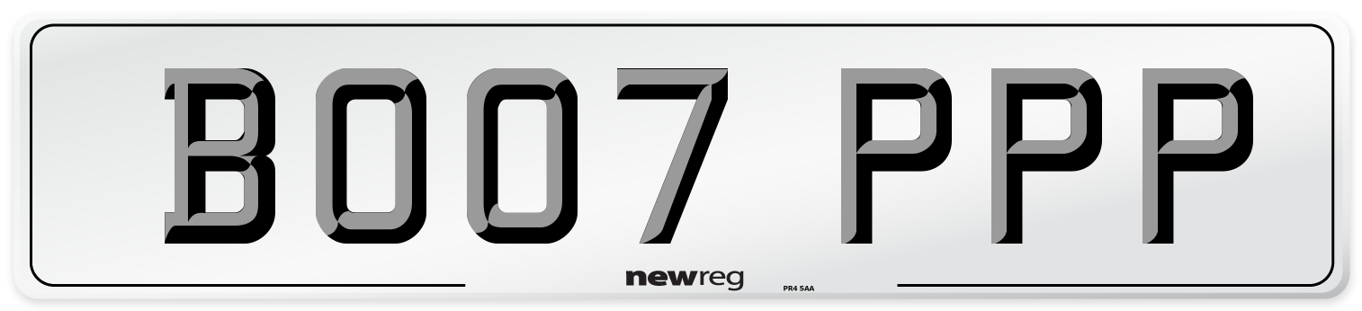 BO07 PPP Number Plate from New Reg